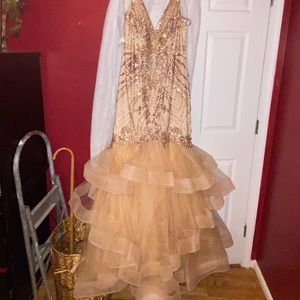 Jovani Sparkling V Neck Mermaid Prom Dress (55939)